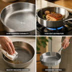 High-Sided Frying Pan Hand-Hammered Titanium Uncoated
