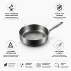 High-Sided Frying Pan Hand-Hammered Titanium Uncoated