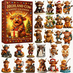 Highland Cow Advent Calendar 24 Resin Figures Festive Designs