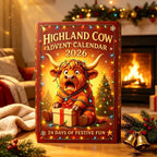 Highland Cow Advent Calendar 24 Resin Figures Festive Designs