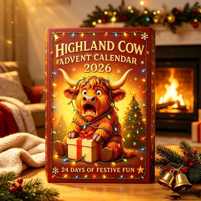 Highland Cow Advent Calendar 24 Resin Figures Festive Designs
