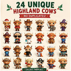 Highland Cow Advent Calendar 24 Resin Figures Festive Designs