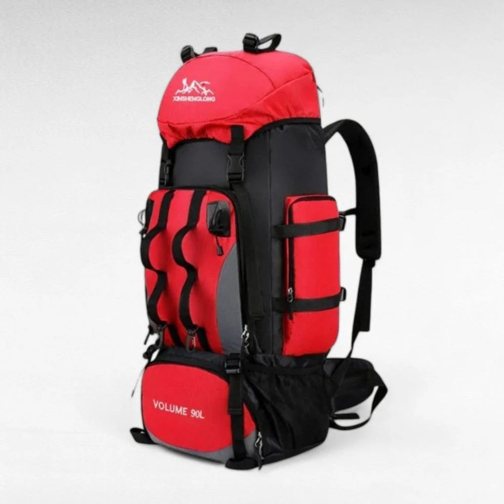 Hiking Backpack 23.8-Gallon Capacity Multiple Compartments Cushioned Straps