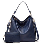 Hobo Handbag Water-Resistant Leather Hidden Anti-Theft Pocket & Matching Pouch