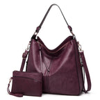 Hobo Handbag Water-Resistant Leather Hidden Anti-Theft Pocket & Matching Pouch