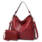 Hobo Handbag Water-Resistant Leather Hidden Anti-Theft Pocket & Matching Pouch