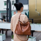 Hobo Handbag Water-Resistant Leather Hidden Anti-Theft Pocket & Matching Pouch