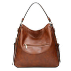 Hobo Handbag Water-Resistant Leather Hidden Anti-Theft Pocket & Matching Pouch