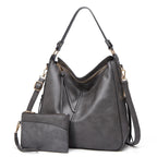 Hobo Handbag Water-Resistant Leather Hidden Anti-Theft Pocket & Matching Pouch