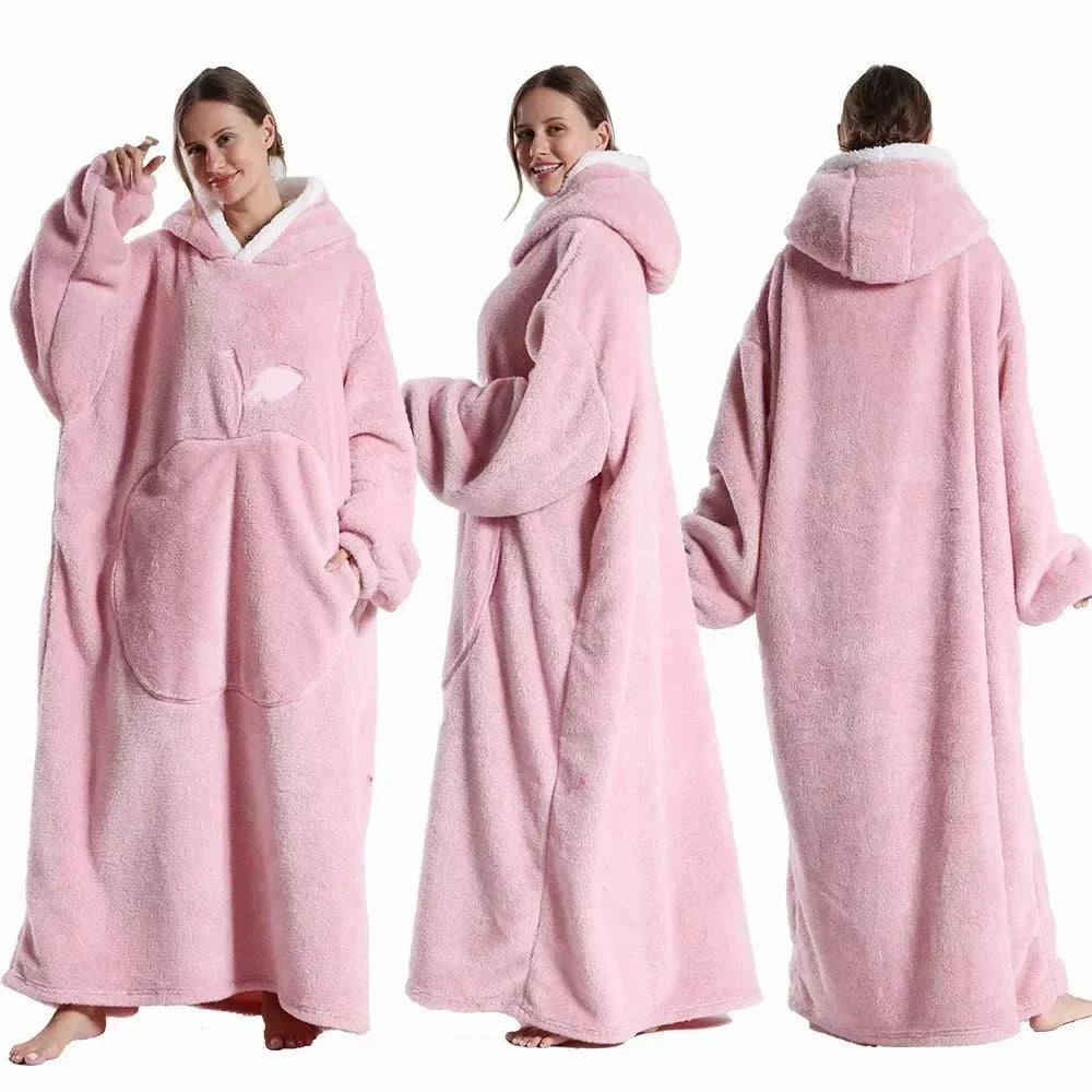 Hooded Blanket Oversized Sherpa Fleece & Kangaroo Pocket
