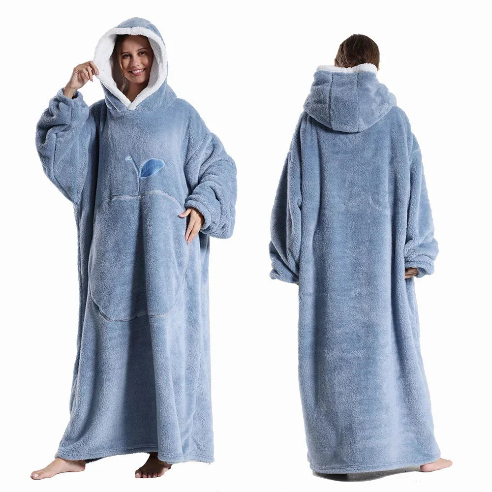 Hooded Blanket Oversized Sherpa Fleece & Kangaroo Pocket