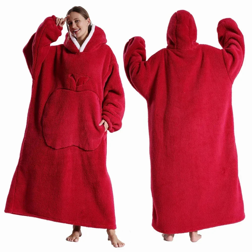 Hooded Blanket Oversized Sherpa Fleece & Kangaroo Pocket