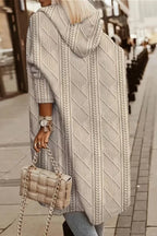 Hooded Cardigan Open-Front Draped Lightweight Warmth