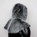 Hooded Cloak Vegan Faux Fur Warm Lining Wide Shoulder Trim