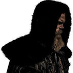 Hooded Cloak Vegan Faux Fur Warm Lining Wide Shoulder Trim