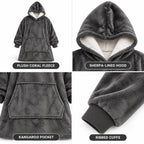 Hoodie Blanket Oversized Sherpa Fleece Front Pocket
