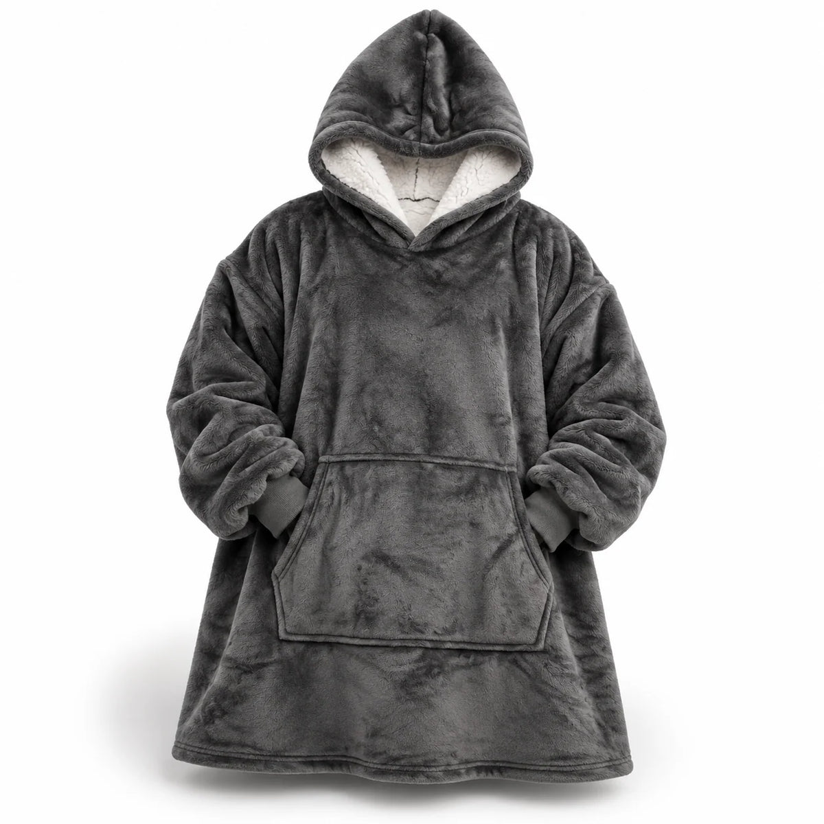 Hoodie Blanket Oversized Sherpa Fleece Hood & Front Pocket