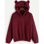 Hoodie Teddy Fleece Bear Ear Hood Relaxed Fit