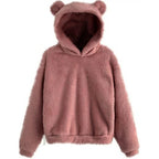Hoodie Teddy Fleece Bear Ear Hood Relaxed Fit