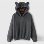 Hoodie Teddy Fleece Bear Ear Hood Relaxed Fit