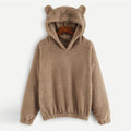 Hoodie Teddy Fleece Bear Ear Hood Relaxed Fit