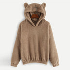 Hoodie Teddy Fleece Bear Ear Hood Relaxed Fit