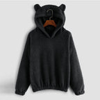 Hoodie Teddy Fleece Bear Ear Hood Relaxed Fit
