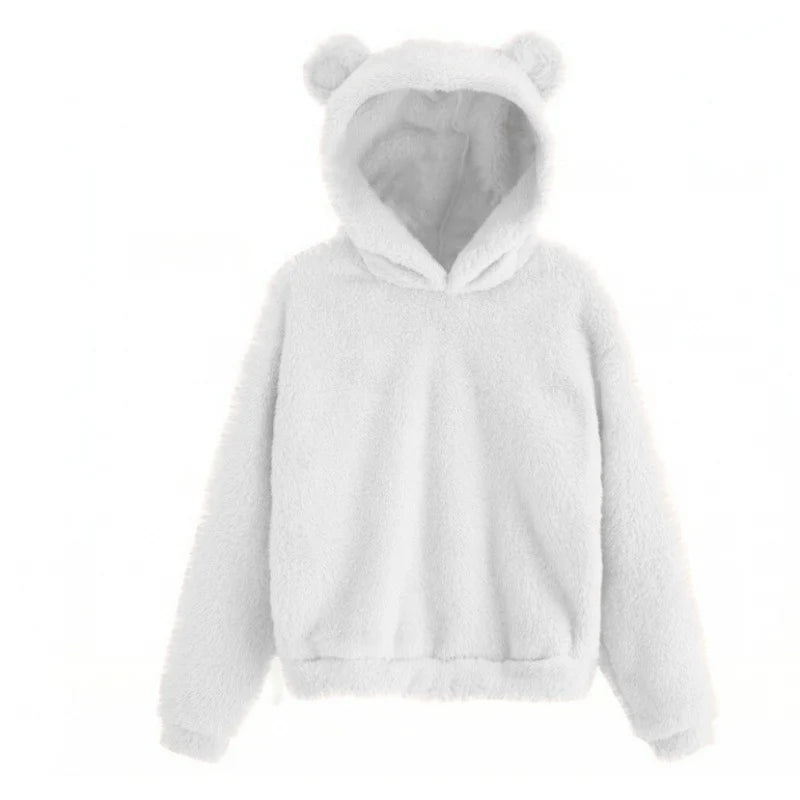 Hoodie Teddy Fleece Bear Ear Hood Relaxed Fit