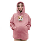 Hoodie With Built-In Cat Cave Sherpa Fleece
