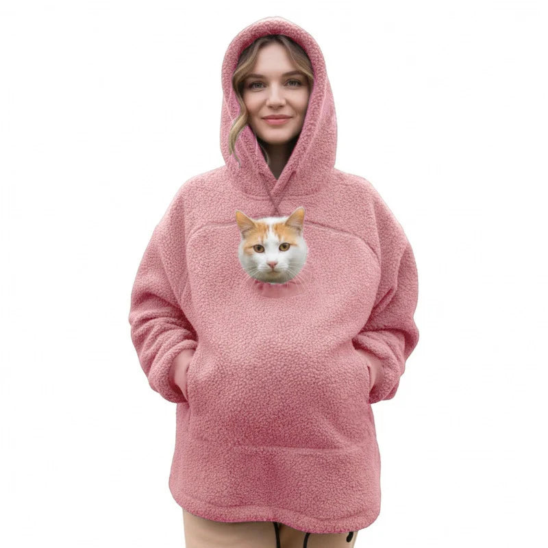Hoodie With Built-In Cat Cave Sherpa Fleece