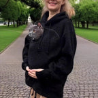 Hoodie With Built-In Cat Cave Sherpa Fleece