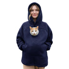 Hoodie With Built-In Cat Cave Sherpa Fleece