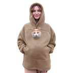 Hoodie With Built-In Cat Cave Sherpa Fleece