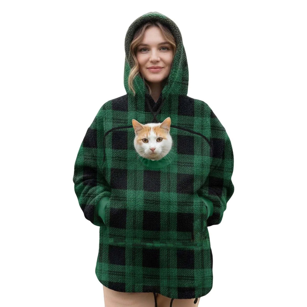 Hoodie With Built-In Cat Cave Sherpa Fleece