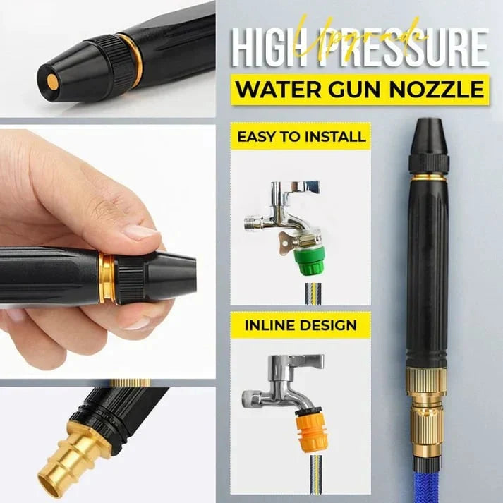 Hose Spray Gun 10x Pressure Boost Metal Nozzle