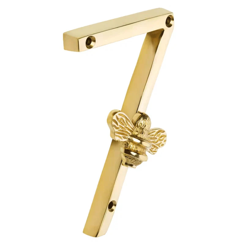 House Number Bee Motif Weatherproof Metal 5 Inch