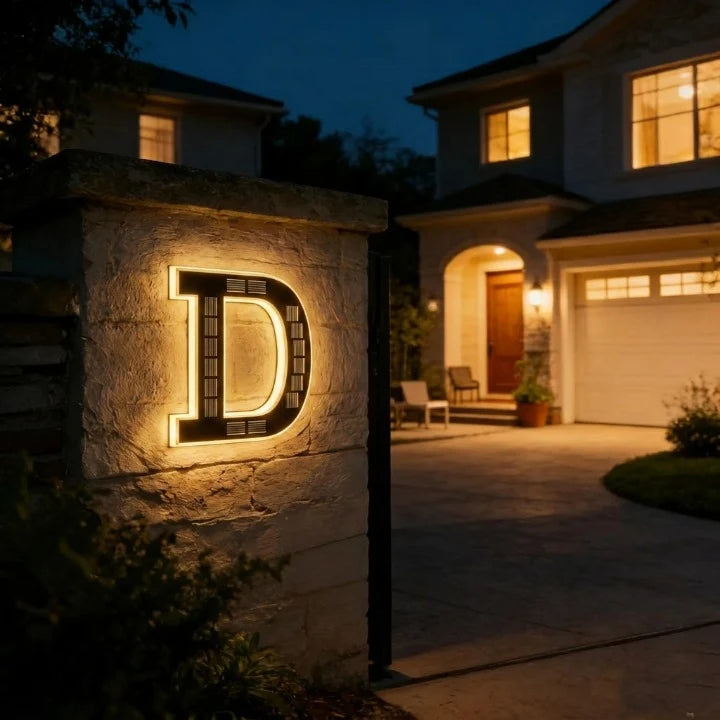 House Number Sign Solar Powered Automatic LED Weatherproof
