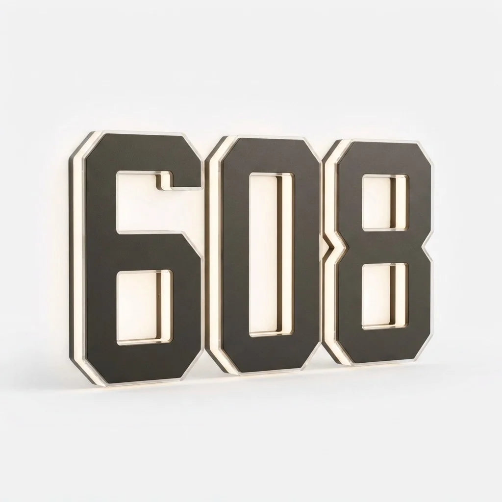 House Number Sign Solar Powered Automatic LED Weatherproof
