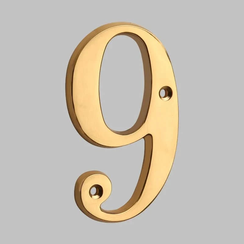House Number Solid Brass Classic Design Mounting Hardware Included
