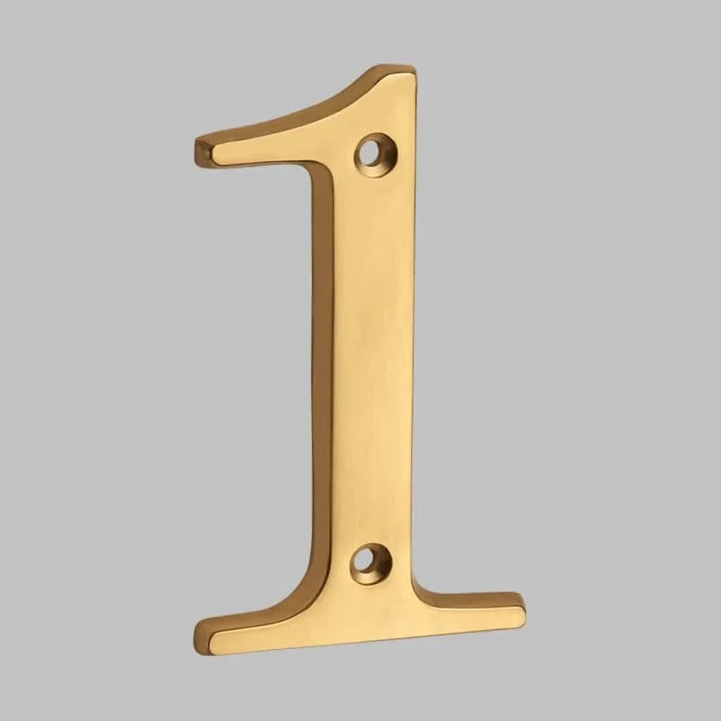House Number Solid Brass Classic Design Mounting Hardware Included