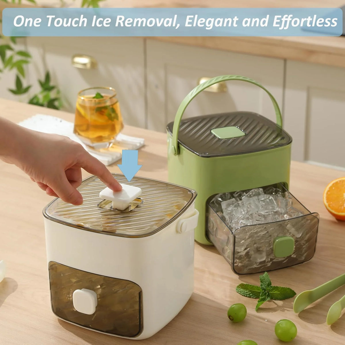 Ice Cube Maker One-Button Release 112-Cube Storage