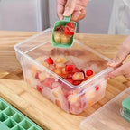Ice Cube Tray Set Push-Button Release Storage & Scoop