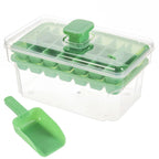 Ice Cube Tray Set Push-Button Release Storage & Scoop