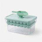 Ice Cube Tray Set Push-Button Release Storage & Scoop