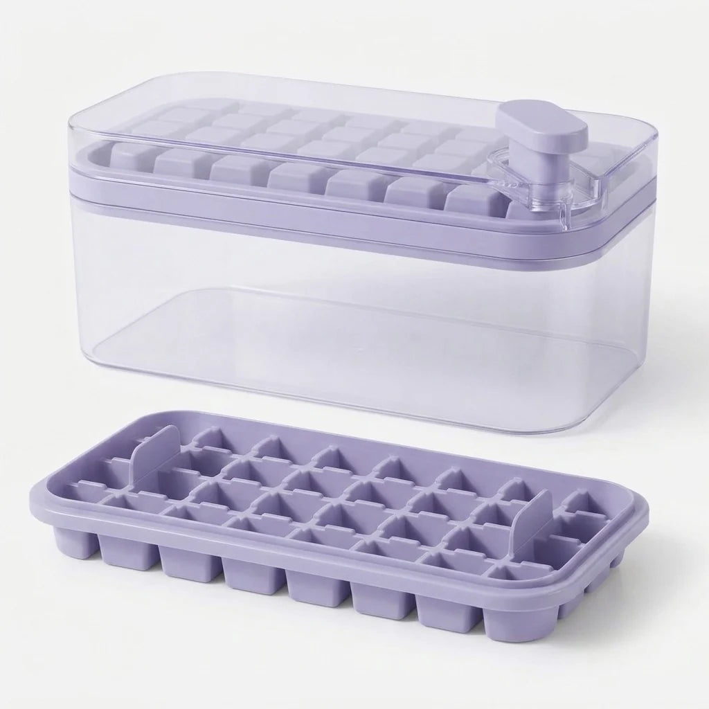 Ice Cube Tray Set Push-Release 64-Cube Airtight Container
