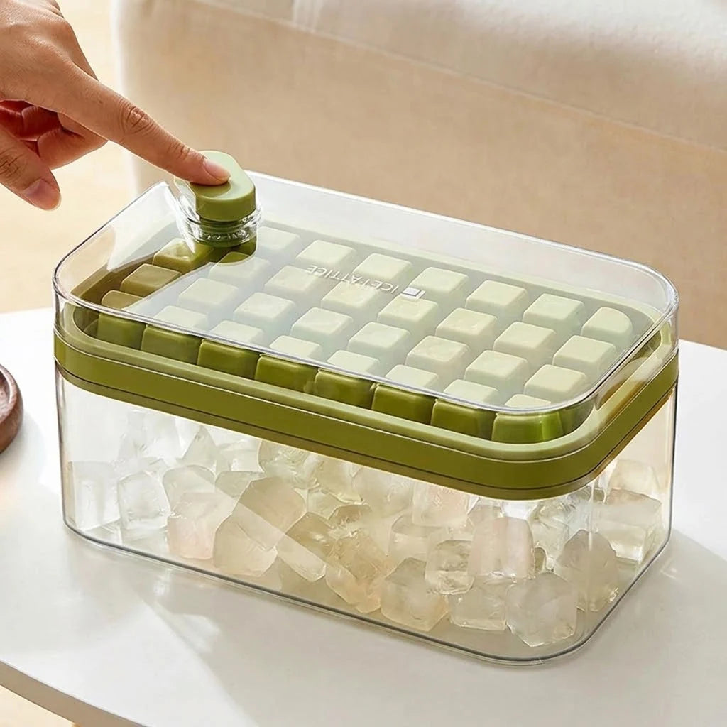 Ice Cube Tray Set Push-Release 64-Cube Airtight Container