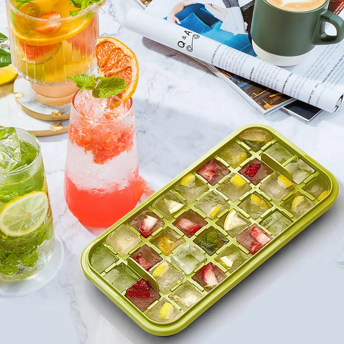 Ice Cube Tray Set Push-Release 64-Cube Airtight Container