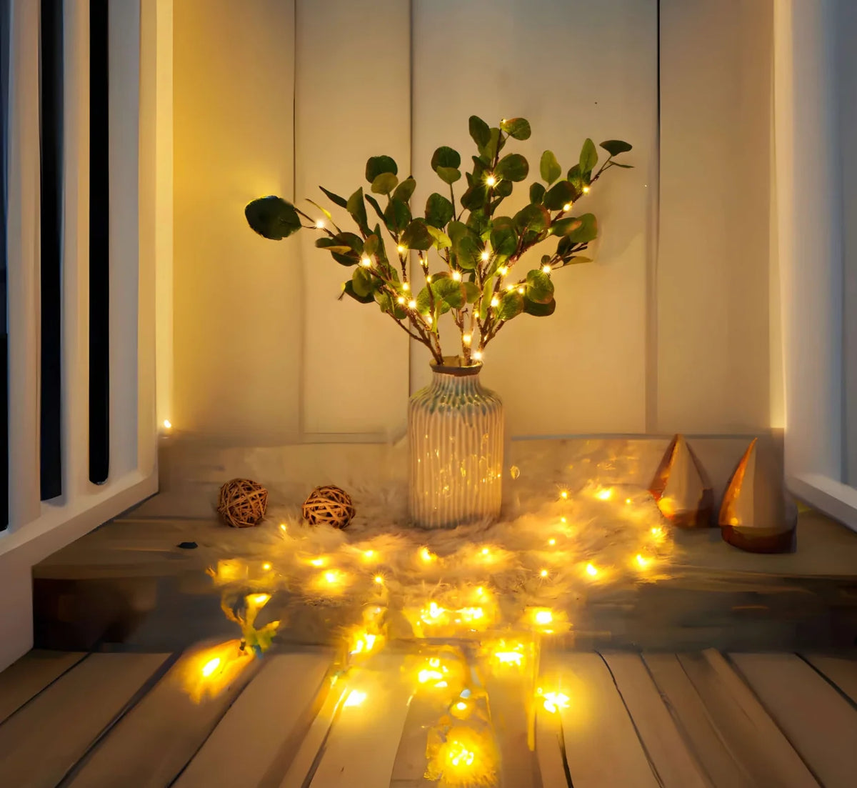 Indoor String Lights Olive Branch Warm White LED 2 Meter