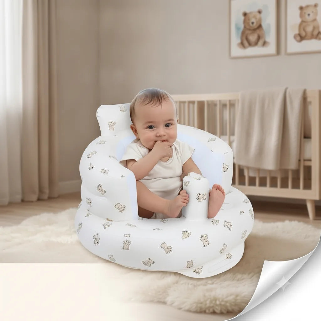 Inflatable Baby Seat Built-In Foot Pump & Non-Slip Base