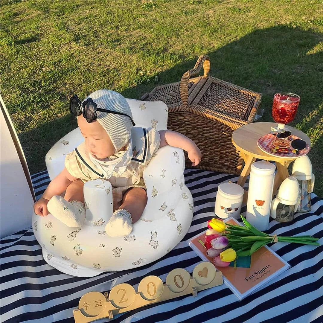 Inflatable Baby Seat Built-In Foot Pump & Non-Slip Base
